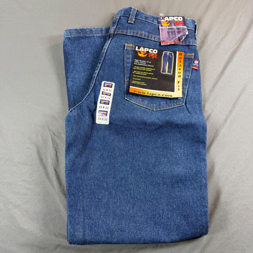 Lapco FR Mens Flame Resistant Relaxed Fit Jeans Blue 33x32 NFPA 2112 CAT 2